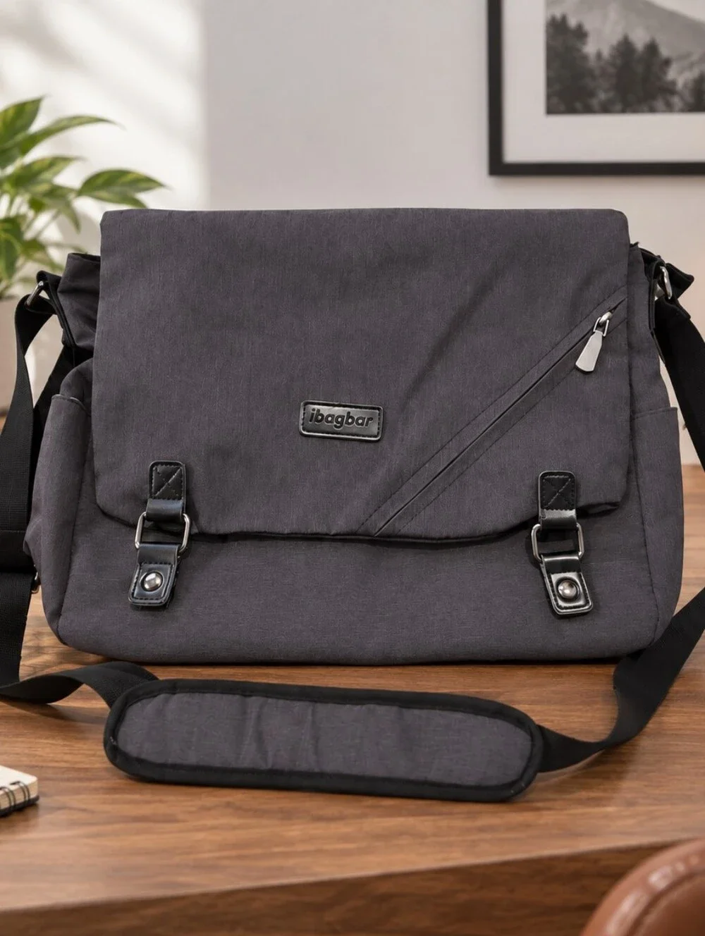 Men's Gray Messenger Bag - Crossbody Work Satchel